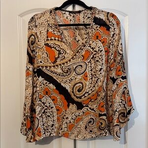 Kobi Halperin Floral Blouse with Orange and Black